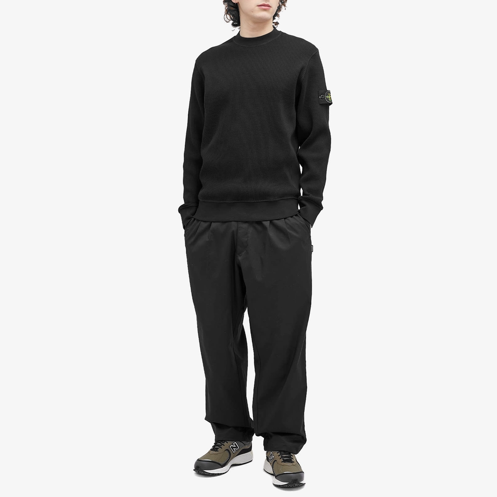 Stone Island Men's Waffle Crew Neck Sweatshirt Black